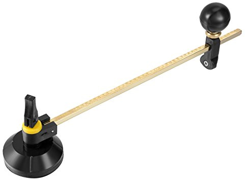 uxcell Glas-Kreisschneider, max. 60 cm, runder Durchmesser, verstellbar, Zirkelform, mit Saugnapf, Schwarz und goldfarben