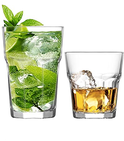 Verres à Cocktail Highball et Verres Tumbler à Whisky Aras - Lot de 12