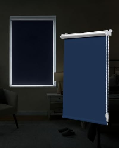 Victoria M. Tenebra Thermorollo Klemmfix Rollo, Verdunkelungsrollo, Hitzeschutz, Sichtschutz, Ohne Bohren, inkl. Montagematerial, 85 x 220 cm, Dunkelblau
