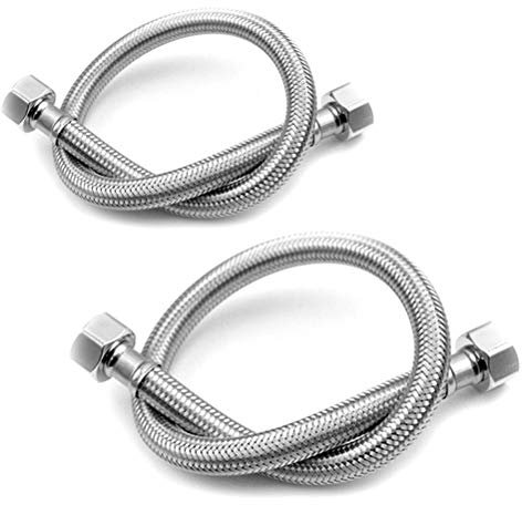 Pair of Flexible Pipes for Bathroom/Kitchen/Toilet Taps British Standard Pipe 1/2 x 1/2 BSP Fitting 500mm Long
