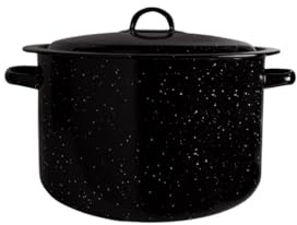 Millvado Granite 12 Qt Stockpot, Nonstick Soup Pot With Lid, Speckled Enamel Ware Cookware, Large Stock Pot For Boiling and Cooking, Big Granite Cooking Pot for Stovetop, Campfire, Outdoor Stove