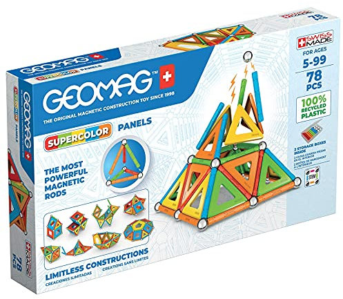 Geomag - Supercolor Magnetische Bausteine für Kinder, Magnetisches Spielzeug, Grüne Kollektion 100% Recyceltes Plastik, 5-99 Jahre, 78 Teile