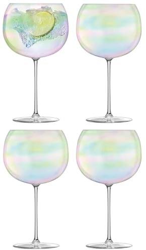 LSA Bubble Balloon Glass 680ml Pearl | Set of 4 | Handmade and hand-painted glass | BB02