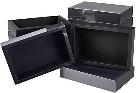 BENECREAT Black Kraft Boxes with PVC Window - 12 Pack Rectangle Gift Wrapping Boxes, 18.6x12.3x3.5cm for Party Favor Treats, Candy and Jewelry Crafts