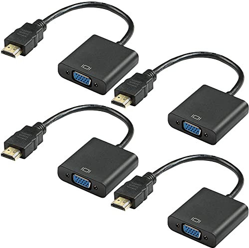 HYNNIO HDMI to VGA, 4-pack Gold-Plated HDMI to VGA Adapter (Male to Female) for Computer, Desktop, Laptop, PC, Monitor, Projector, HDTV, Chromebook, Raspberry Pi, Roku, Xbox and More
