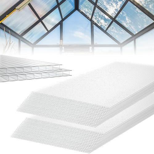 LARS360 28 lastre di ricambio in policarbonato a camera cava, 1210 x 605 x 4 mm, circa 20,5 m², piastra doppia, resistente agli urti e ai raggi UV, per serra, giardinaggio, tettoie