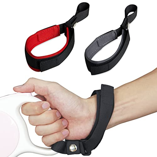 LFCXHTY Hands Free Leash, Dog Leash Wrist Strap, 2 Pack Soft Comfortable Diving Fabric Wrist Strap Dog Leashes (Grey & Red)