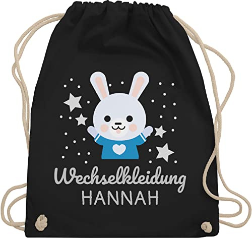 Turnbeutel Rucksack - Kita Beutel Wechselsachen Mädchen - Wechselkleidung Hase - Unisize - Schwarz - kindergarten wechselbeutel personalisierte kinder beutelrucksäcke jungen kindergartenbeutel