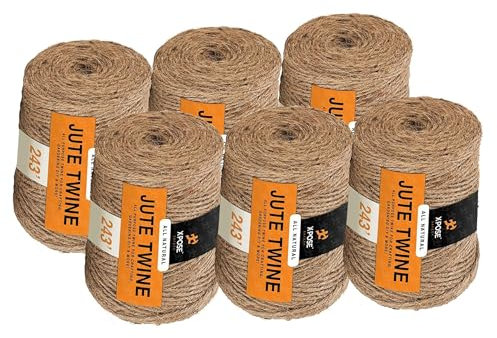 Cordel de yute – Rollo marrón de 3 capas de 243 pies para manualidades, cuerda de yute natural suave pero fuerte, cuerda de arpillera, envoltura, materiales de embalaje, cuerda decorativa para colgar
