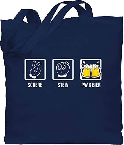 Baumwolltasche - & Alkohol Damen - Schnick Schnack Schluck I Schere Stein Papier I JGA Trinksprüche Malle I Alkoholliebe I Party I Saufen I Bierliebhaber I Trink Spruch - Unisize - Navy Blau