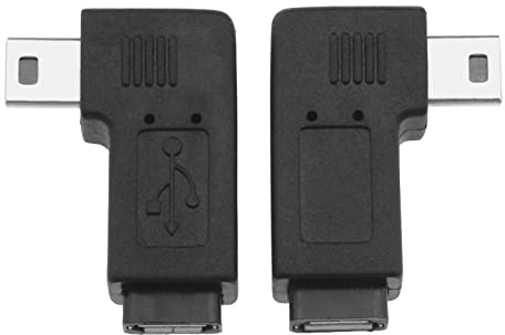ECSiNG 2PCS Mini USB 5 pin maschio a micro USB femmina adattatore 90 gradi sinistra destra angolo di ricarica e trasferimento dati adattatore convertitore