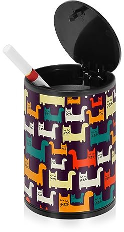 Katzen Aschenbecher für Zigaretten Auto mit Deckel Geruchsdicht Edelstahl Tragbar Rauchfrei Autozubehör Aschenbecher für Zigaretten Outdoor