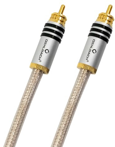 OEHLBACH SilverShield Flex - Hochwertiges digitales Audio-Cinchkabel, SPOFC Leiter, Geflechtschirmleiter, 75 Ohm, transparent-silver 0,75m