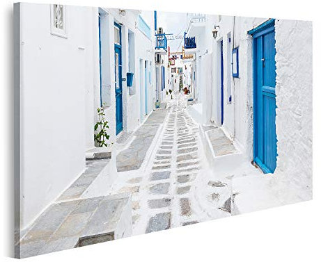 islandburner Prime Bild auf Leinwand Mykonos Straßenansicht Griechenland Bilder Wandbilder Poster