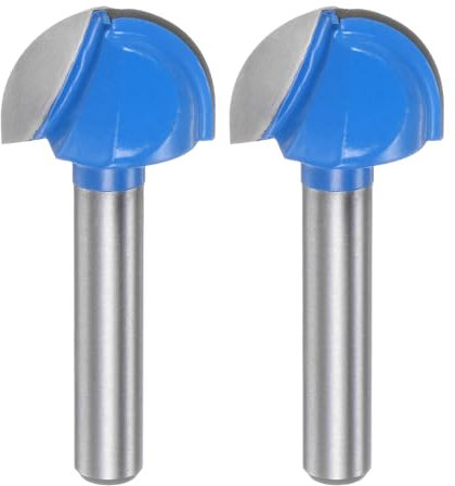 sourcing map 2pcs Router Bit Core Box 1/4 Shank 3/4 Inch Cutting Dia. Round Nose Router Bit 2 Flutes Carbide Cove Box Cutter for Carpentry Woodworking Milling Cutter Tool