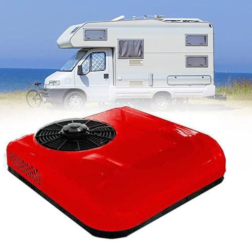 YLANMEI Rooftop Air Conditioner for Truck and Rv, With Cooling, No Hose, Low Noise, Rooftop Air Conditioner for Car, Air Conditioner for Rv,Red-12V