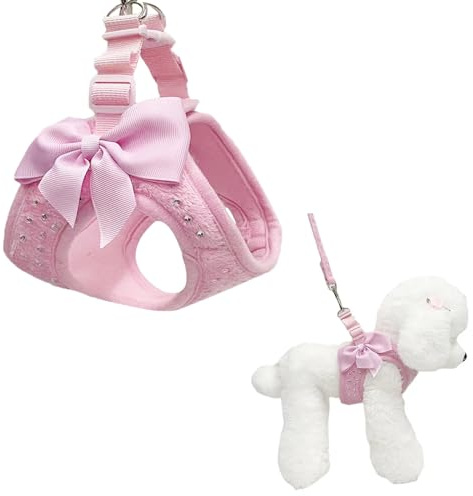 aichilra Step in Diamond - Set di pettorina e guinzaglio per cani di piccola taglia, in morbida rete traspirante, leggera, per cani di piccola taglia e gatti