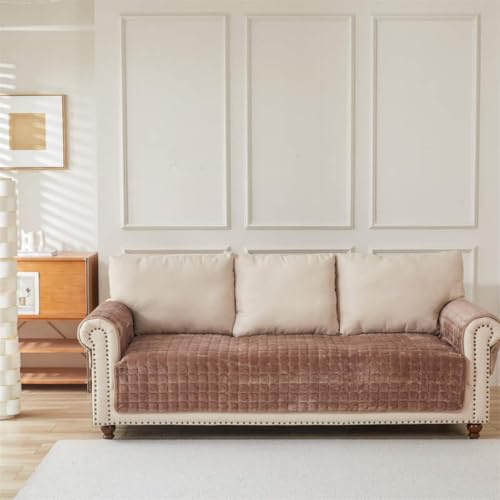 SHENJIE Weiche Flanell-Sofabezüge, waschbar, verdickter Sofa-Schonbezug 1/2/3/4-Sitzer, rutschfester Sofaschutz, Sofaschonbezüge L-förmiger Möbelschutz (70 * 180 cm, Dunkelbraun)