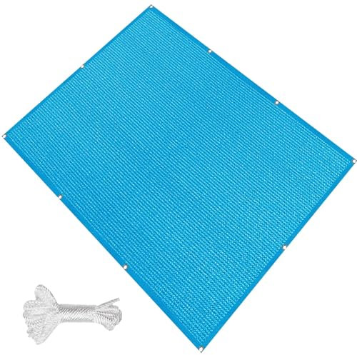 Balkon Sichtschutz 3,7 x 3,8 m Blau Sonnenschutz Stoff für Outdoor Garten Terrasse, UV-beständig, inklusive 4 Seilen