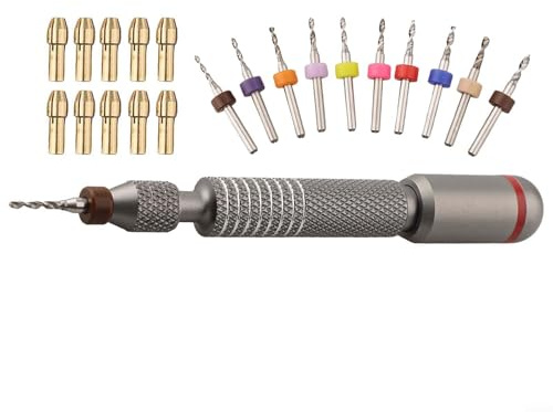 Juego de 21 brocas de mano, juego de brocas de mano, kit de brocas de acero de alta velocidad para fabricación de joyas, montaje de modelos de manualidades de madera