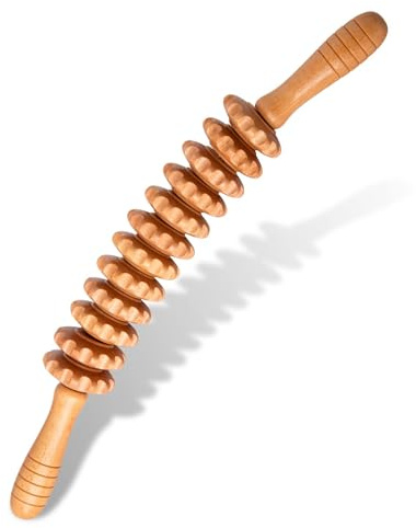 Styleholz Faszienrolle Holz Massagegerät Premium - Faszienstab Mit Griff für Zuhause, Büro und Reisen (1PCS)