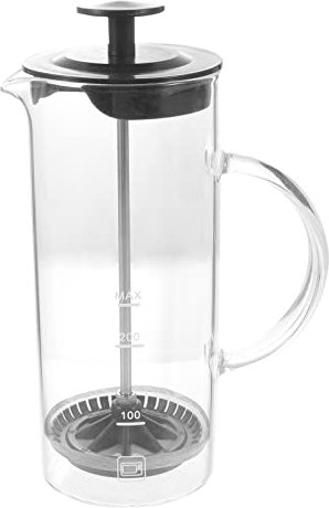 PRETYZOOM Pot à Lait Verre Avec Presse Française Et Mousseur Rapide Poignée Épaisse Antidérapante Facile à Nettoyer Pour Mousse De Café Et Lait
