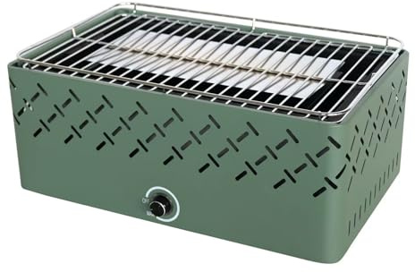 Barbecue de Table Portable au Charbon Sans Fumée, Ventilation Intelligente, Design Compact, Grille en Acier Chromé, Vert