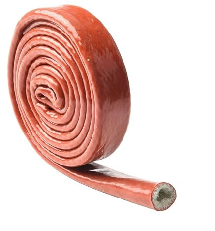 Guaina protettiva per cavi in fibra di vetro in silicone resistente alla temperatura, isolamento termico, rosso, 1,5 m, in fibra di vetro (10 mm)