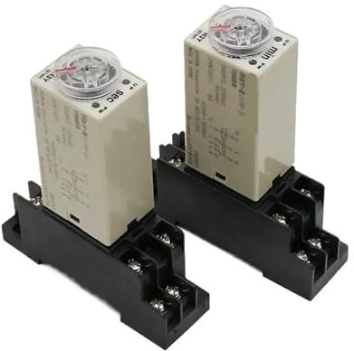bvwkkynle Temporizador de retardo H3Y-4 CA 380 V, Interruptor de relé de 0 a 60 Minutos/Segundos, Ajustable, 5 A, con Base y Perilla giratoria DPDT (1 Segundo)(60 Minute)