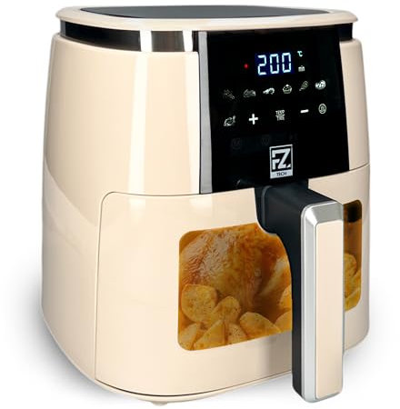 FZ Friggitrice ad Aria 6 Litri Crema – Cottura Senza Olio, Display Touch, Facile da Usare, Cucina Sana e Veloce