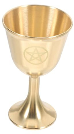 Holibanna Copa de Altar de Cobre Dorado Pentagrama, Cáliz Vintage para Rituales y Decoración Elegante en Hogar y Tarot, Diseño Único y Místico
