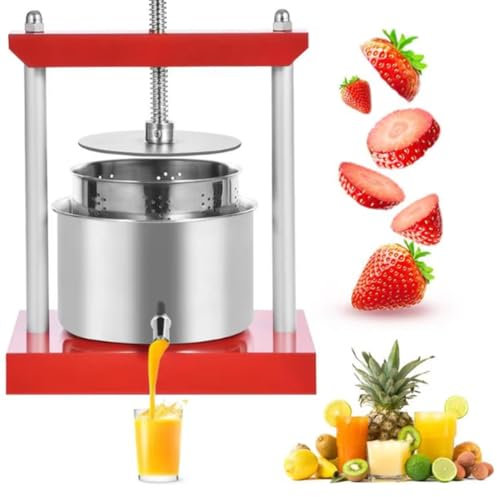 HENGJINGTR 6L Manual Obstpresse, Edelstahl -Haushaltshandbuch Schalttätigkeit Apfelwein Gemüse Saft Extraktor Abnehmbar Und Leicht Zu Reinigen Geeignet Für Zitronen Und Orangen