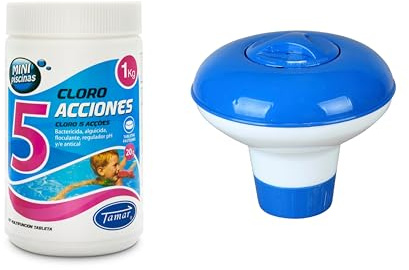 Tamar Pack Cloro 5 acciones minipiscina 1kg + Clorador 20gr