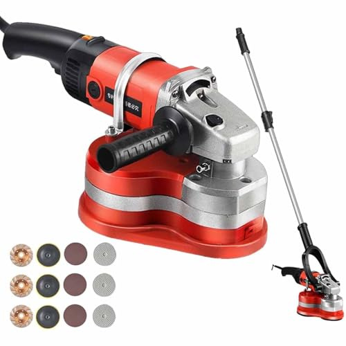 Amoladora y pulidora de hormigón profesional de tres cabezales con varilla telescópica y aspiradora para un pulido y pulido eficiente de paredes y suelos