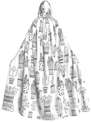cchgnm Cactus Plants Print Elegant Witch Cape,Hooded Cloak,Wizard Costume For Halloween,Cosplay And Carnival