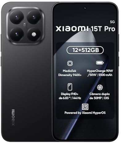 Xiaomi 15T Pro Smartphone 12GB+512GB, 144Hz 6.83 Eye-care Amoled Display, 50MP Leica 5x Pro Telephoto, 5500mAH Battery, MediaTek Dimensity 9400+, IP68, Black (2 Years Warranty+No In-box Charger)