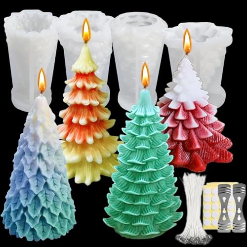 Kerzen Selber Machen set Weihnachtsbaum Kerzenformen zum Gießen Kerzen Form Weihnachten Christmas Silikon Formen Christmas Silikonform für DIY Aromatherapie Kerzen Herstellung Supplies 2025