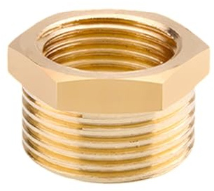 Brass Reducer Bushing, 3/4 BSP Male to 1/2 BSP Female Thread Adapter, Hex Pipe Fitting for Water, Gas, Oil, and Garden Hose Connectors