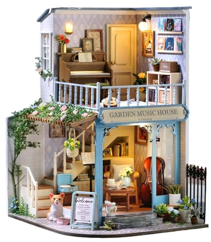 Sionhiuo Kit De Construction De Maison Miniature | Maison de avec Couverture Anti-Poussière | Décoration Jouets en Bois Artisanaux - pour Femmes Famille Amis Adolescents