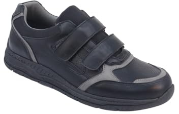 Truflex Men's Wide Fit Touch Fasten Trainers for Comfortable Walking with Cushioned Support & Slip Resistant Sole Black 10