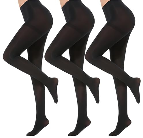 GWAWG 3PCS 120 denari collant neri, collant scolastici opachi per ragazze per donne a vita alta, collant morbidi opachi, leggings a vita alta per ragazze