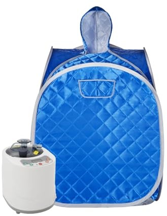 Bärbar ångbastu 1 person hopfällbart bastutält hemma med 900W & 2L ångbåtsgenerator Hem SPA Blå