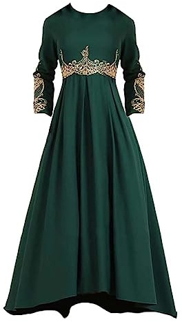 HANXIULIN Langer Hijab Muslimah Maxi Kleid Weite Passform Elegant Gebetskleid Dehnbar Weich Tesettür Elbise Festlich Modern Überwurf mit Tasche