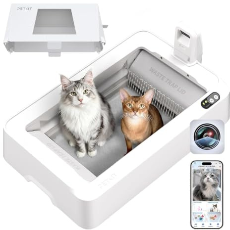 PETKIT Purobot Crystal Duo Self Cleaning Cat Litter Tray with Cover, Automatic Cat Litter Tray Non-Clumping for Multi-Cat, Smart Health Monitoring & AI Camera, Odor Control, Works with Silica Litter
