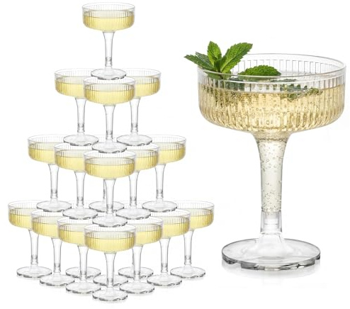 Basitys Plastic Champagne Glass 7oz, Clear, Set of 20
