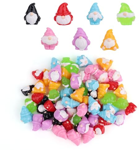Goktvai 70pcs Mini Small Tiny Resin Gnomes, 7 Styles Cute Miniature Gnomes | Funny Small Tiny Resin Decorations Suitable for Yard Garden Patio Lawn Plant Pots Landscape Car Home Decor