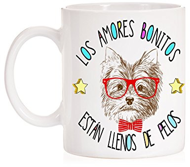 MardeTé Taza Los Amores bonitos están llenos de pelos. Taza regalo de perro Yorkshire.