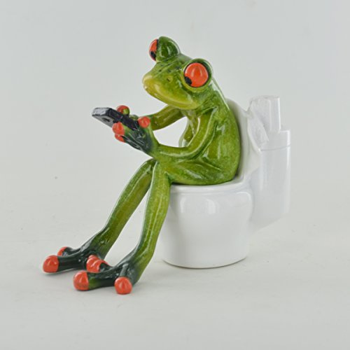Prezents.com Comical Frogs - On the Toilet Small Resin Figurine Great For Home Gift