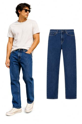 Inspire Me Mens Straight Leg Heavy Duty 100% Cotton Jeans | Regular Straight Leg | Plain Denim Wash Regular Fit Boys