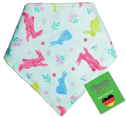 Dimples Hundehalstuch - Osterhasen türkis - Halstuch, Bandana, Dreieckstuch für Hunde Welpen und Katzen - Hunde Tier Besitzer Geschenk zu Ostern - Handgemachtes Accessoire 35cm